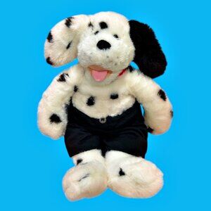Build a Bear Dalmatian Dog Plush Stuffed Animal Black Shorts Red Collar 17 Inch